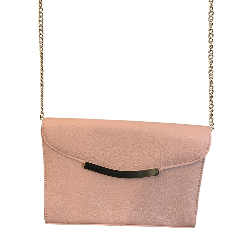 Charlotte Russe Peachy Pink and Goldtone Shoulderbag Chain Strap Faux Leather